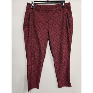 Slazenger Golf Pants Womens Size 4 Maroon Plaid Zippered Pockets‎ 27 Inseam